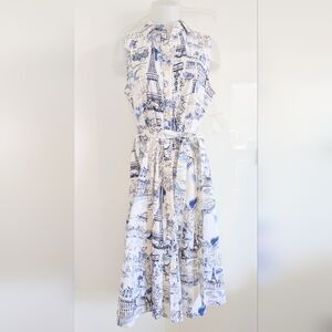 Chetta B Blue and White Midi Dress